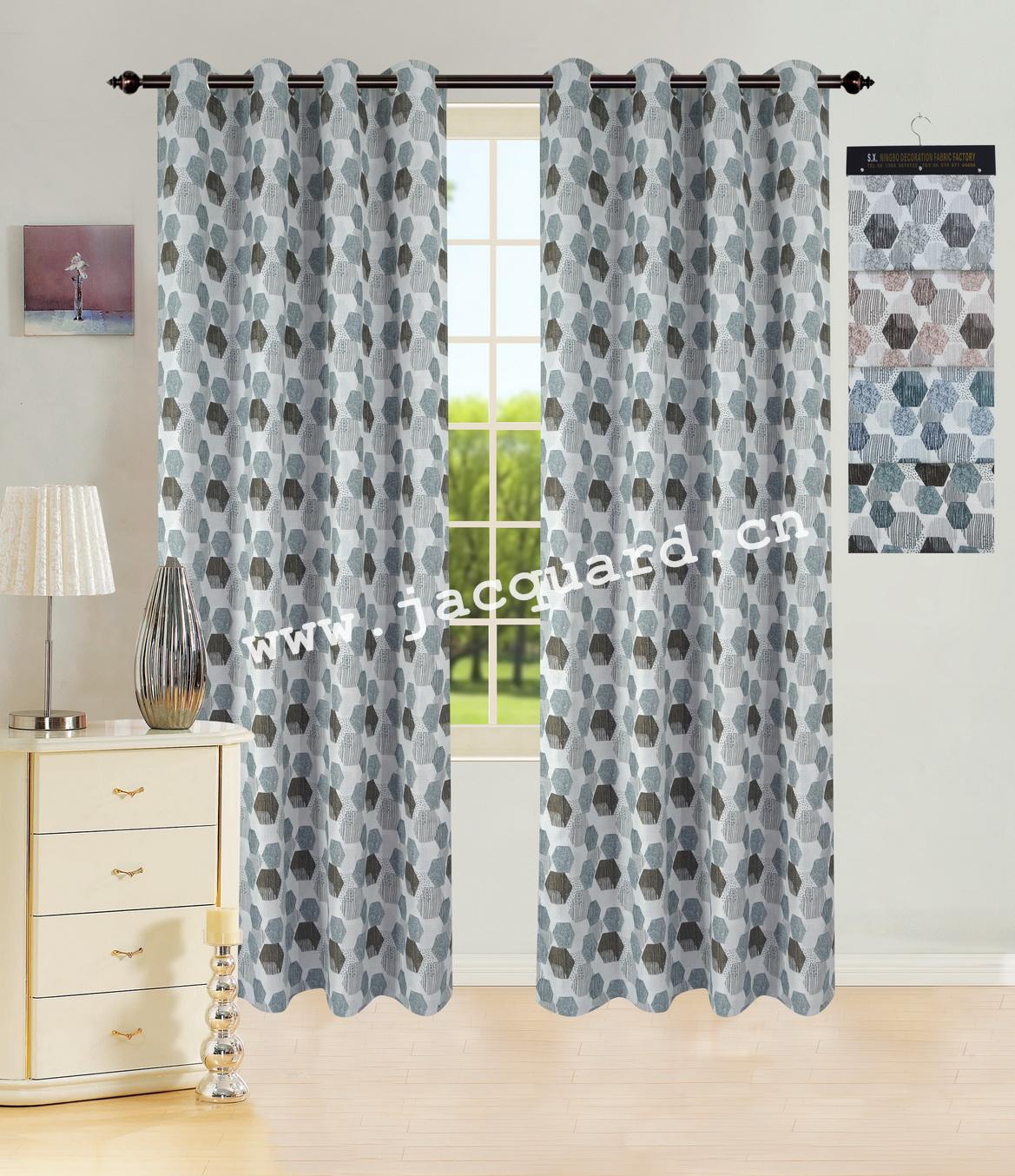 Jacquard Grommet Curtain/Eyelet Curtain for Bed Room Living Room(2 Panels)