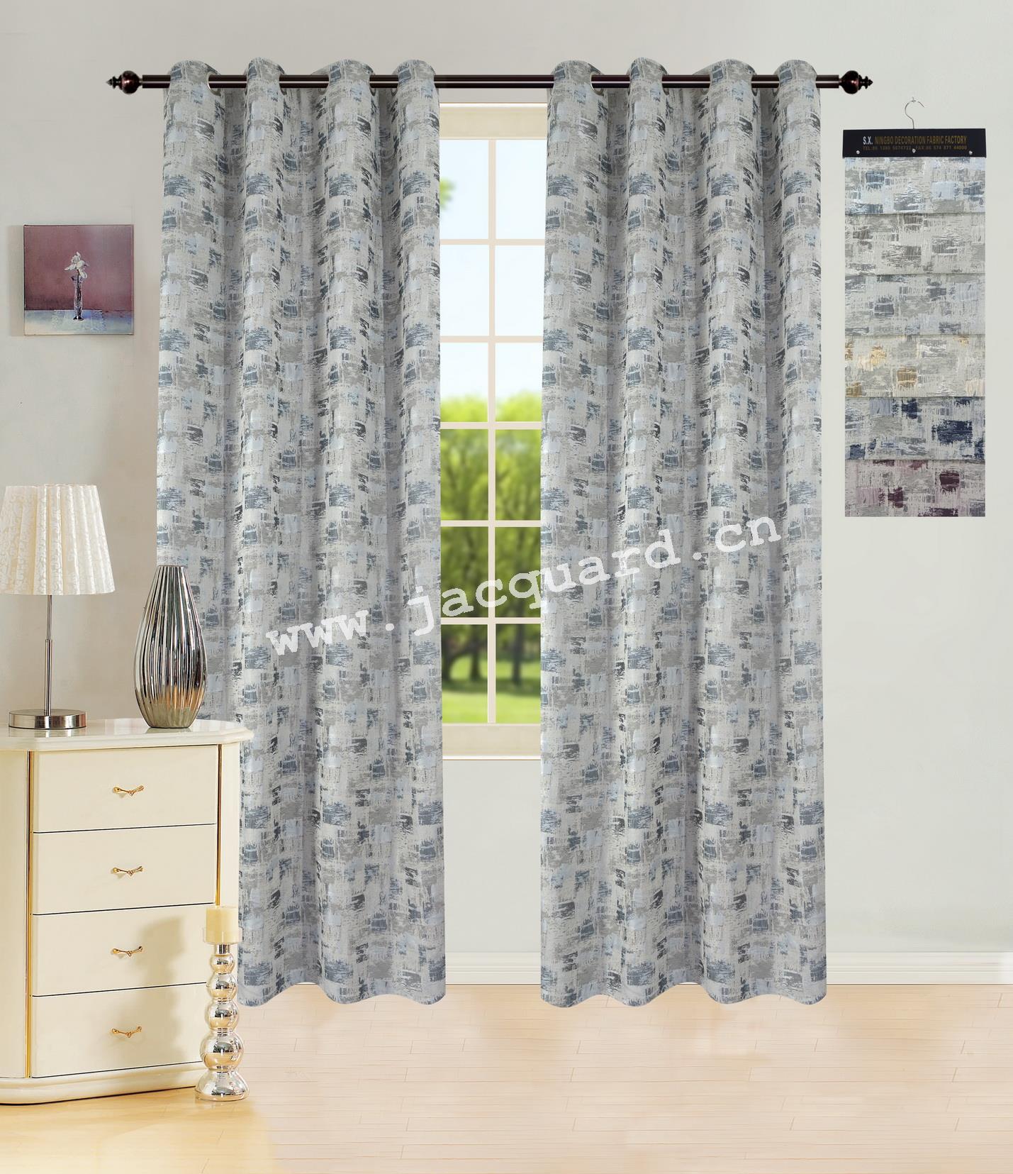 Jacquard Grommet Curtain/Eyelet  Curtain   for Bed Room Living Room(2 Panels)