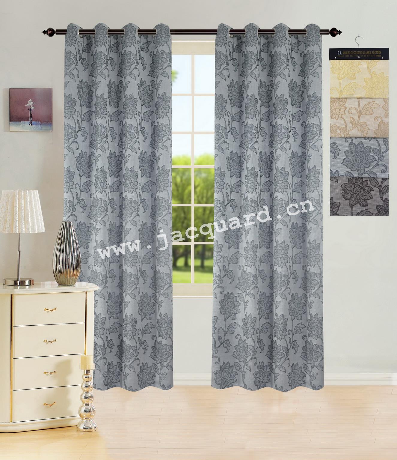 Jacquard Grommet Curtain/Eyelet  Curtain   for Bed Room Living Room(2 Panels)