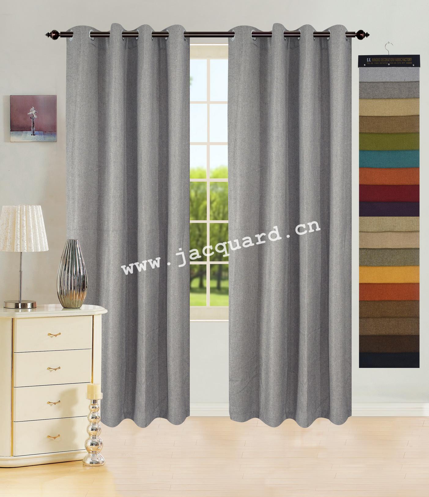 Plain Jacquard Grommet Curtain for Bed Room Living Room(2 panels)