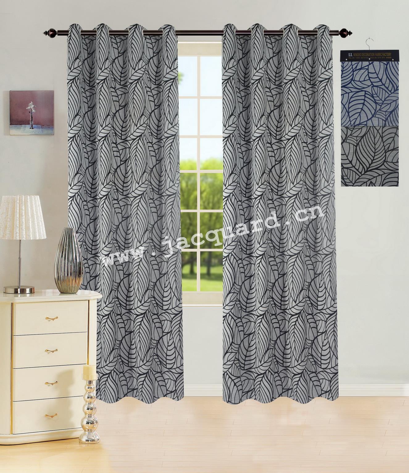 Jacquard Grommet Curtain/Eyelet  Curtain   for Bed Room Living Room(2 Panels)