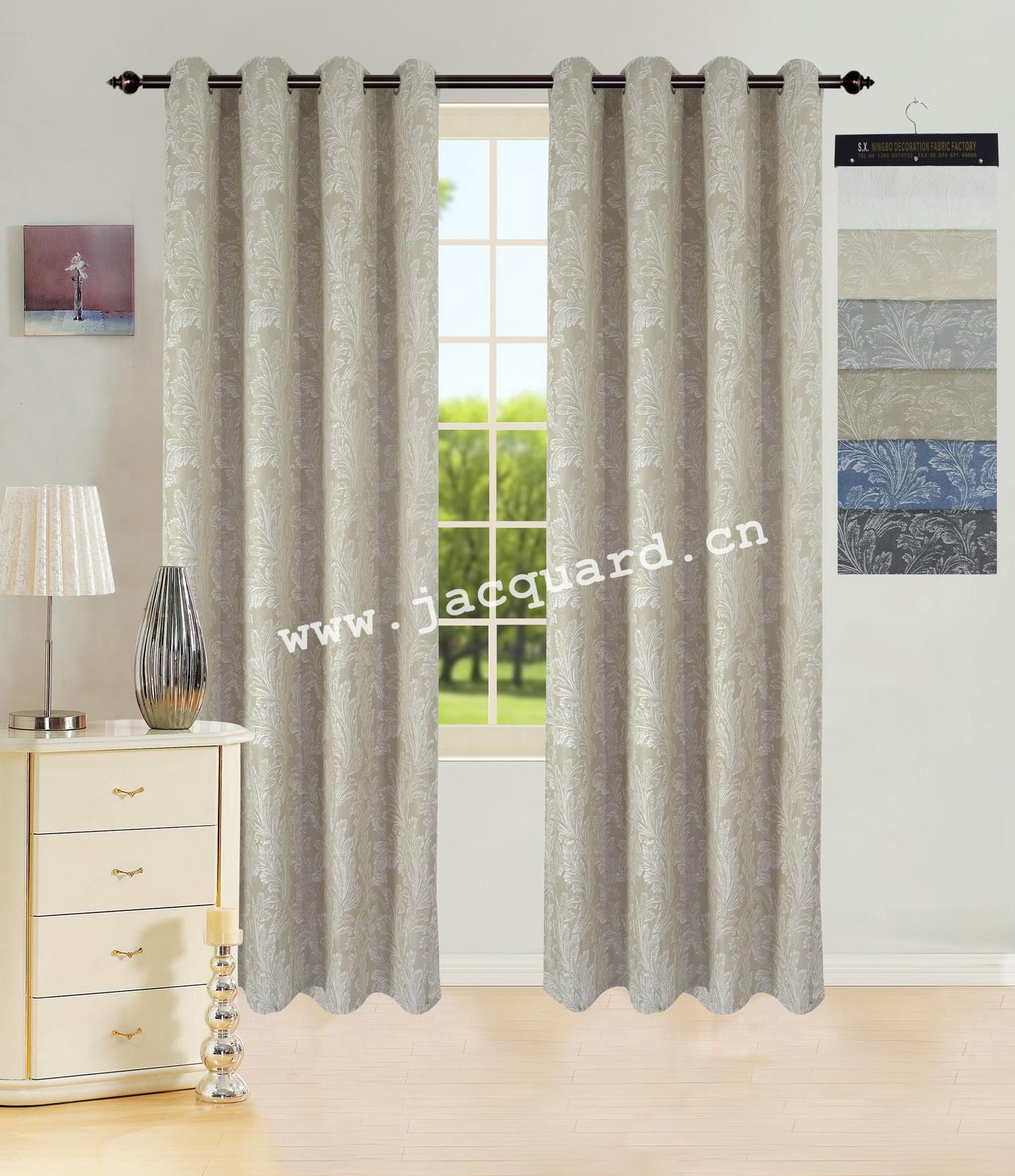 European style Jacquard Grommet Curtain for Bed Room Living Room(2 panels)