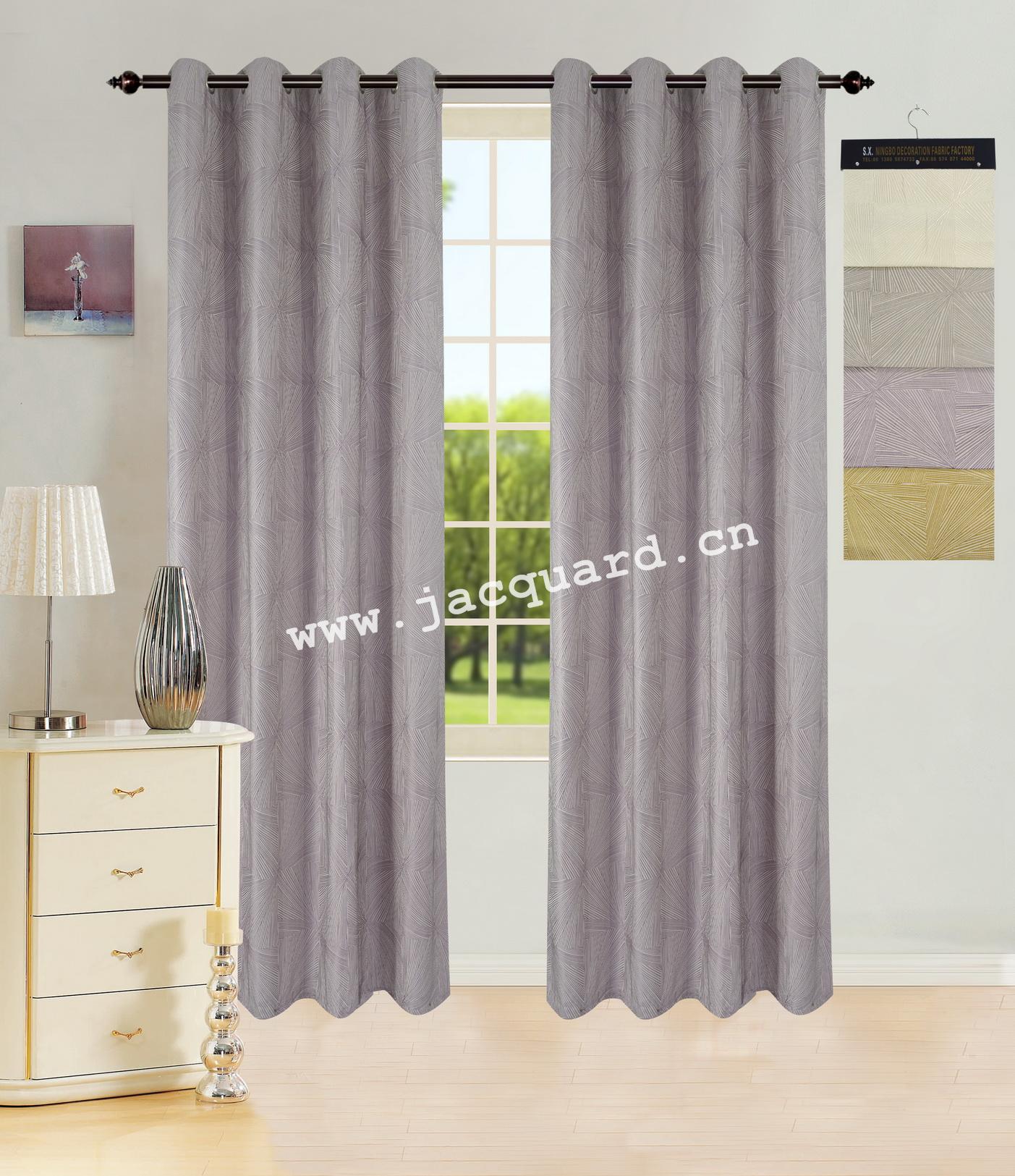 Jacquard Grommet Curtain/Eyelet  Curtain   for Bed Room Living Room(2 Panels)