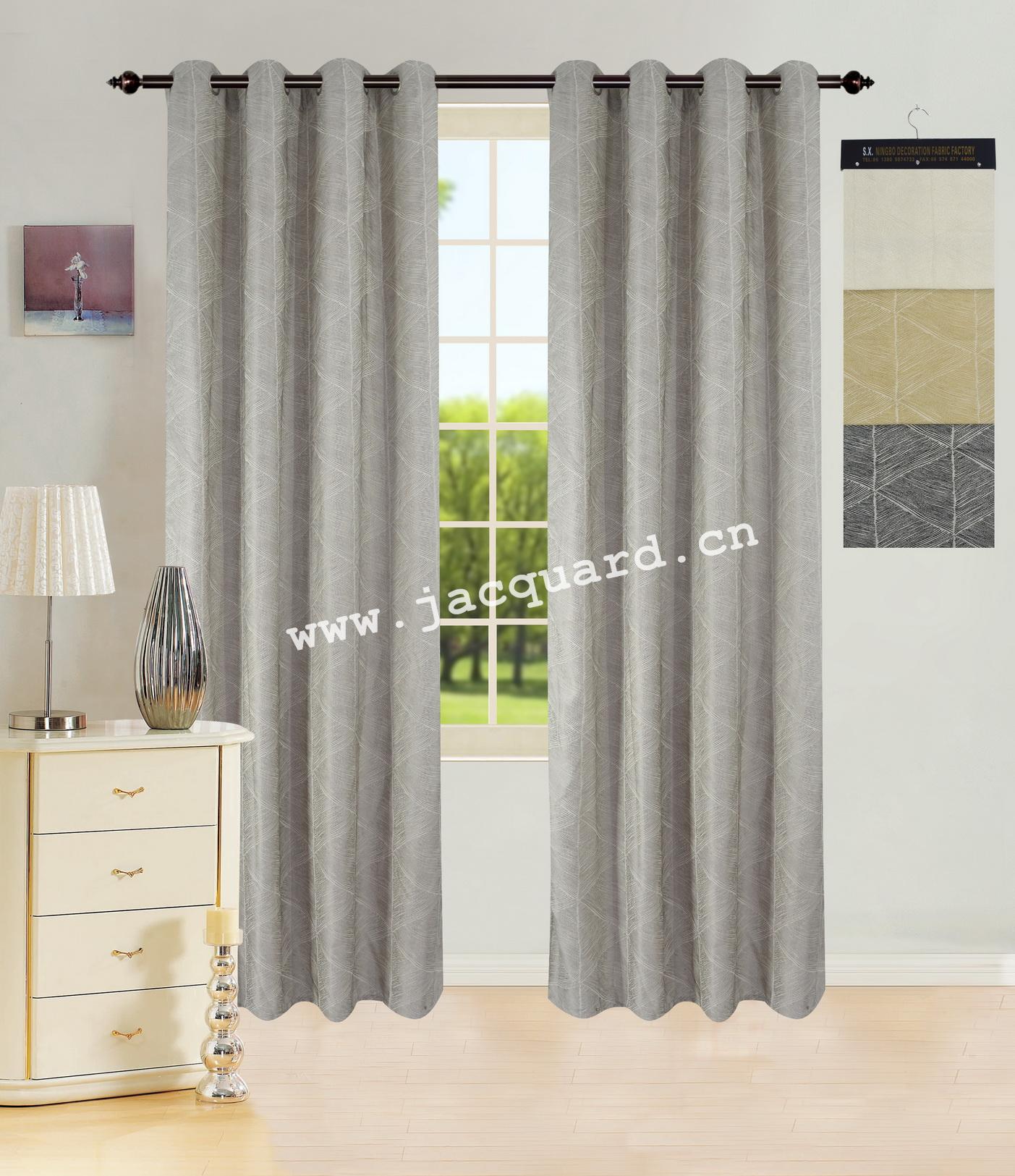 Jacquard Grommet Curtain/Eyelet  Curtain   for Bed Room Living Room(2 Panels)